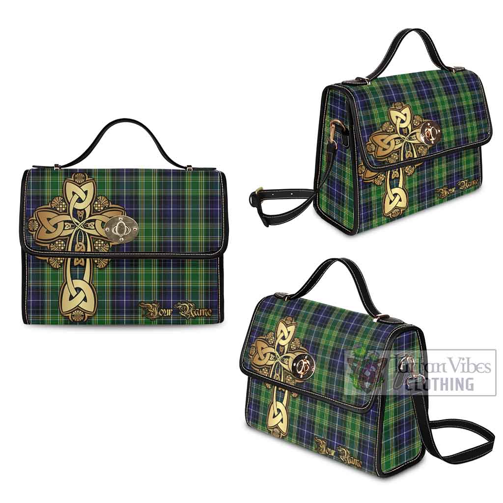 Tartan Vibes Clothing McKellar Tartan Waterproof Canvas Bag Golden Thistle Celtic Cross Style