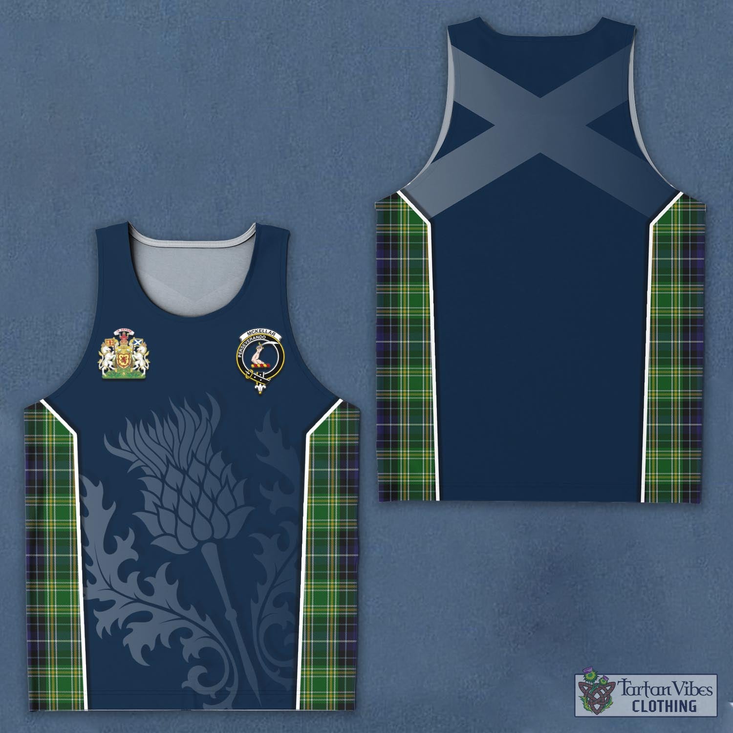 Tartan Vibes Clothing McKellar Tartan Men's Tanks Top with Family Crest and Scottish Thistle Vibes Sport Style