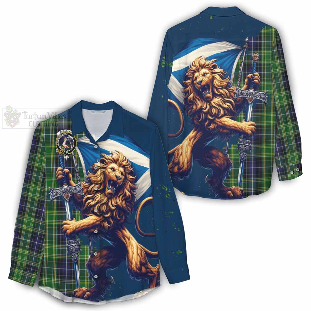 Tartan Vibes Clothing McKellar Tartan Family Crest Women's Casual Shirt with Scottish Majestic Lion
