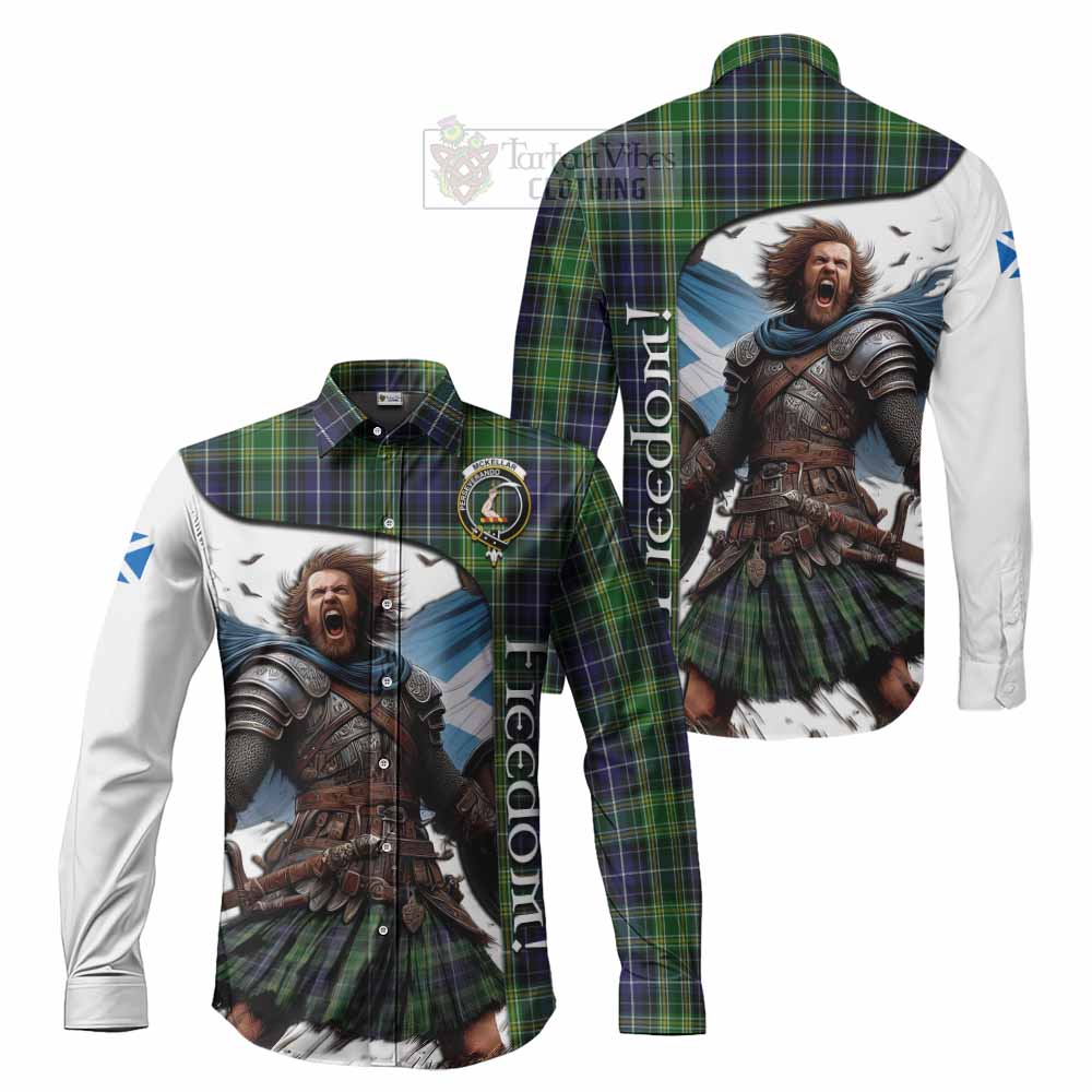 Tartan Vibes Clothing McKellar Crest Tartan Long Sleeve Button Shirt Inspired by the Freedom of Scottish Warrior