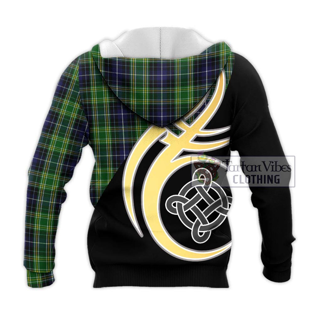 McKellar Tartan Knitted Hoodie with Family Crest and Celtic Symbol Style - Tartan Vibes Clothing