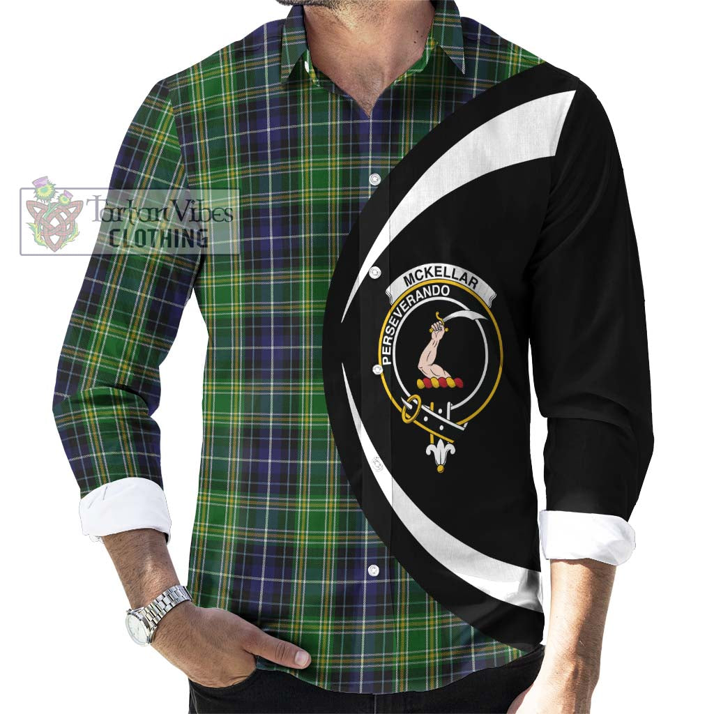 McKellar Tartan Long Sleeve Button Up with Family Crest Circle Style - Tartan Vibes Clothing
