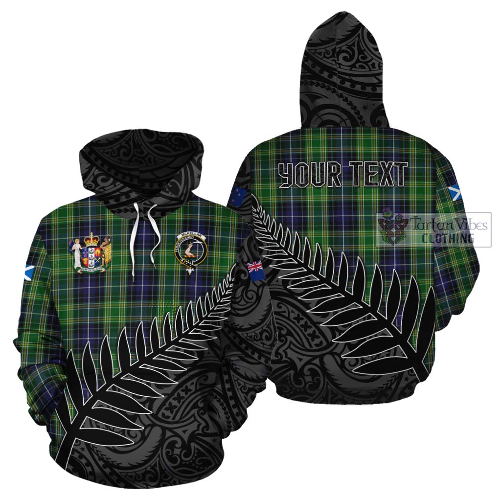 Tartan Vibes Clothing McKellar Crest Tartan Cotton Hoodie with New Zealand Silver Fern Half Style