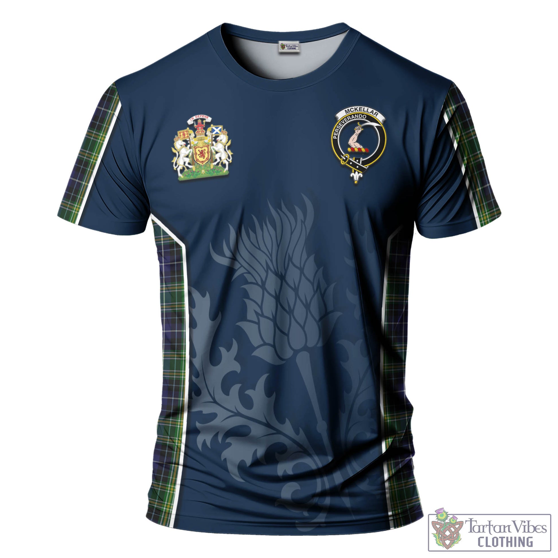 Tartan Vibes Clothing McKellar Tartan T-Shirt with Family Crest and Scottish Thistle Vibes Sport Style