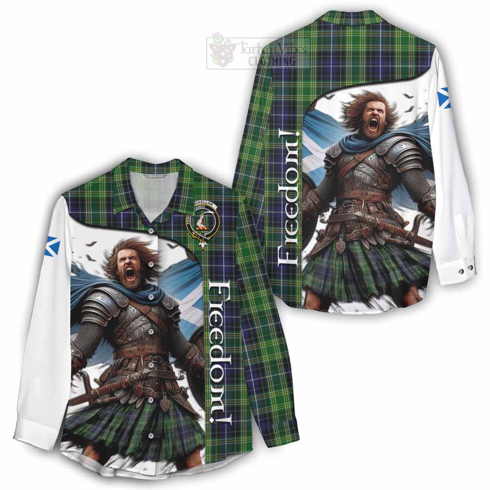 Tartan Vibes Clothing McKellar Crest Tartan Women's Casual Shirt Inspired by the Freedom of Scottish Warrior