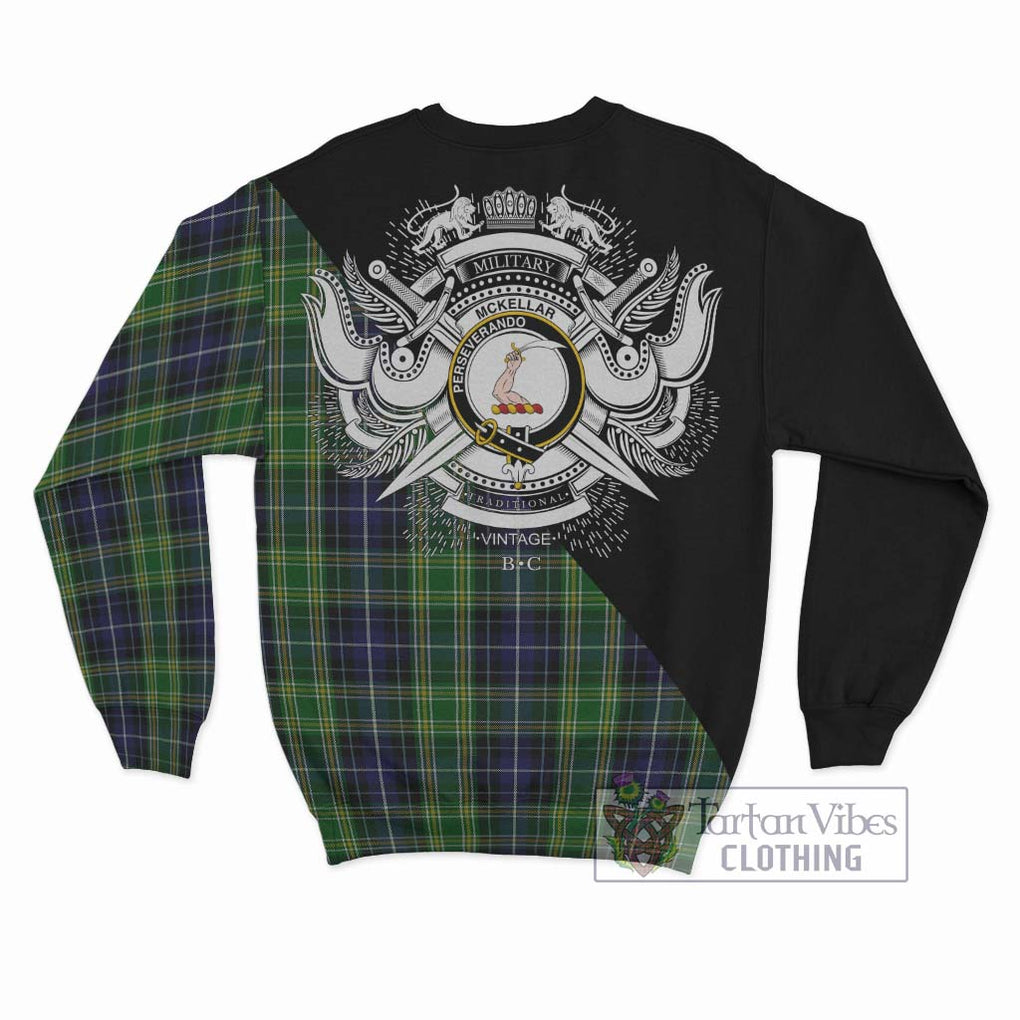 McKellar Tartan Sweatshirt with Family Crest and Military Logo Style - Tartanvibesclothing Shop