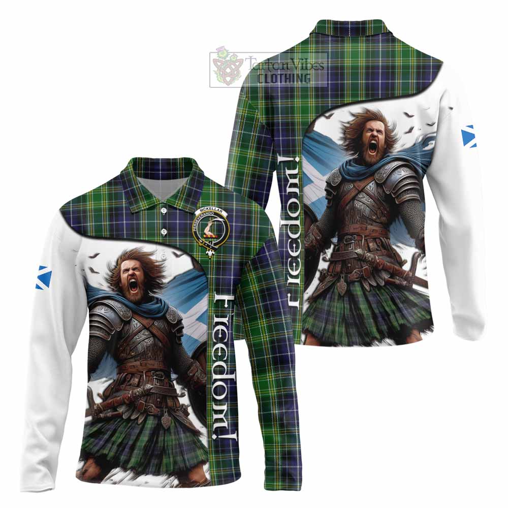 McKellar Crest Tartan Long Sleeve Polo Shirt Inspired by the Freedom of Scottish Warrior - Tartan Vibes Clothing