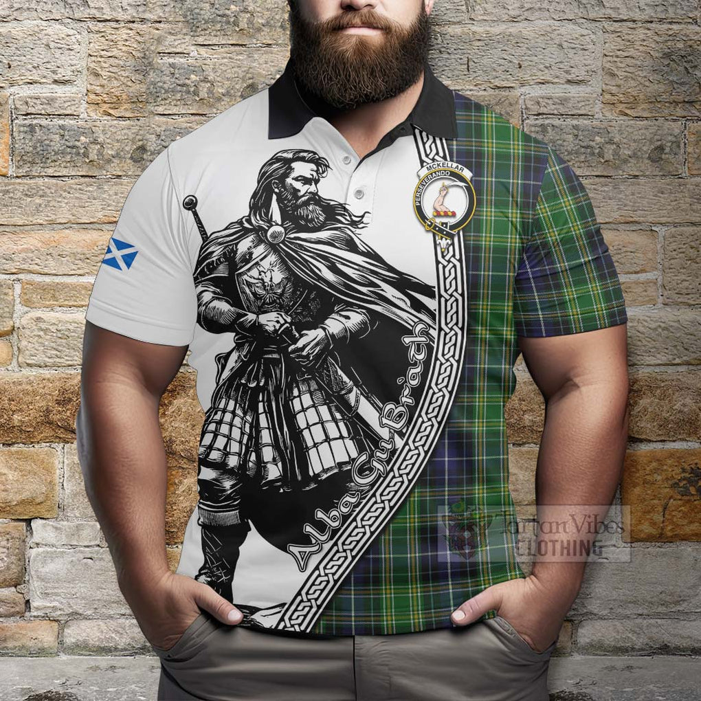 Tartan Vibes Clothing McKellar Tartan Clan Crest Polo Shirt with Highlander Warrior Celtic Style