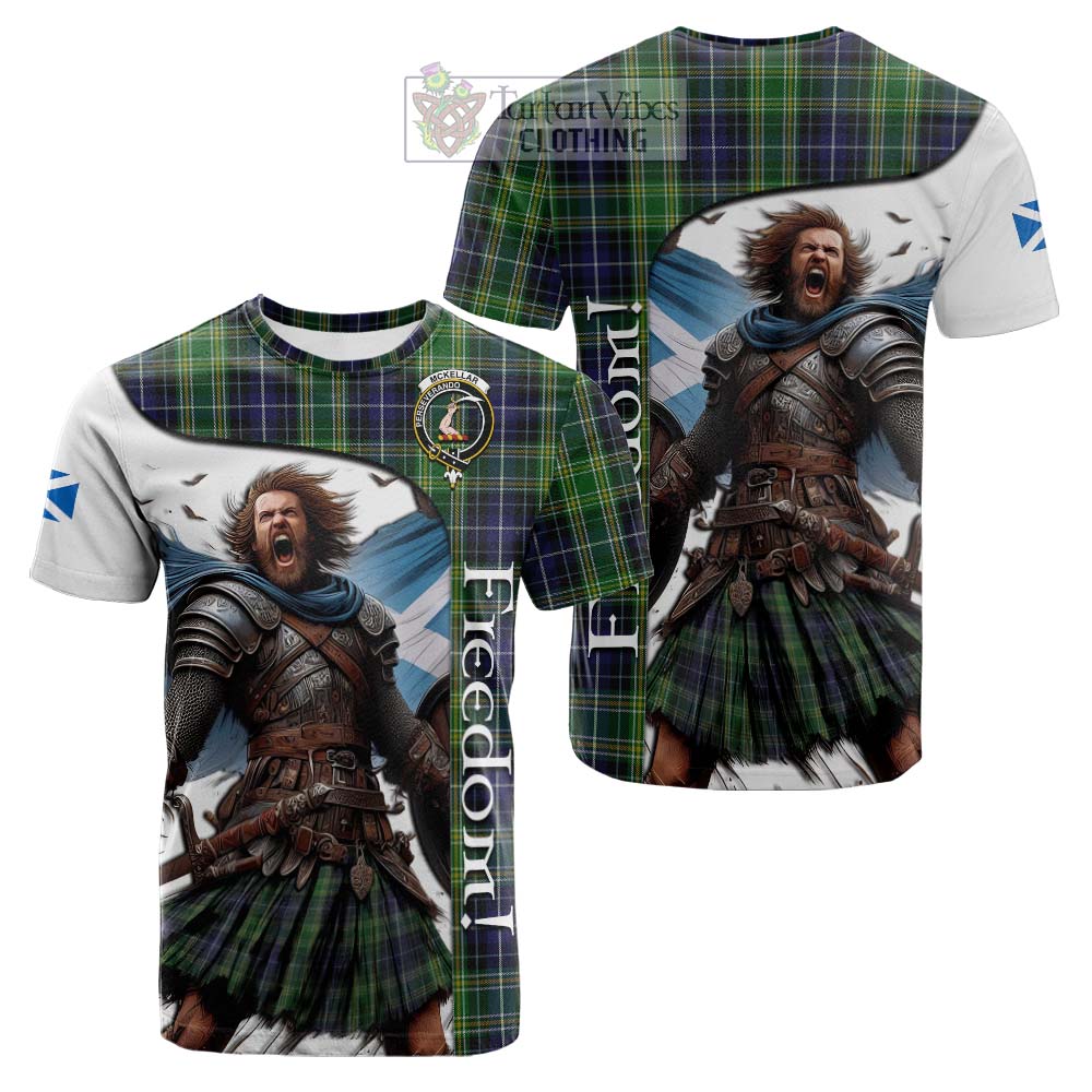 Tartan Vibes Clothing McKellar Crest Tartan Cotton T-shirt Inspired by the Freedom of Scottish Warrior