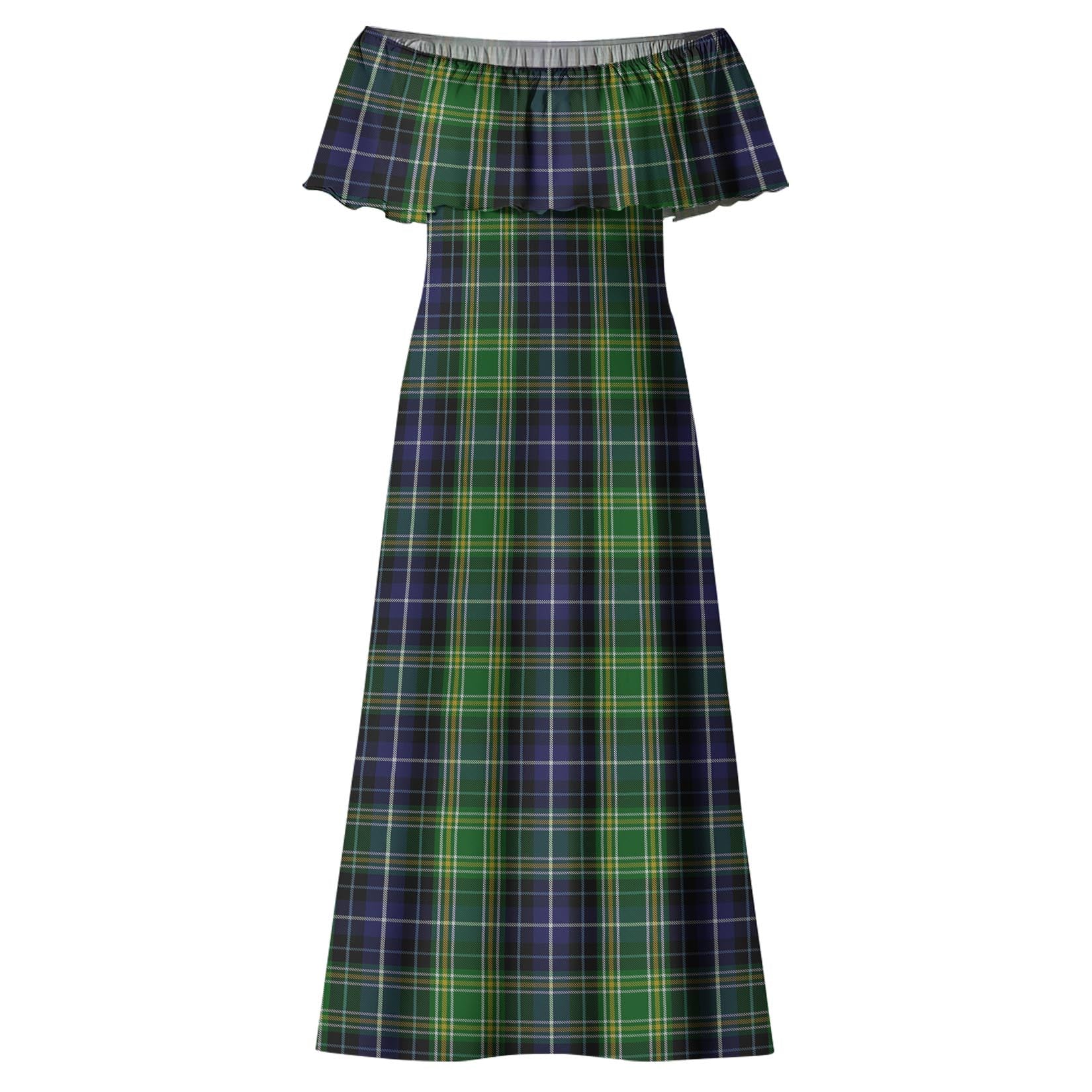 McKellar Tartan Off Shoulder Long Dress - Tartanvibesclothing