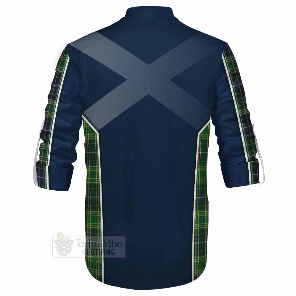 Tartan Vibes Clothing McKellar Tartan Ghillie Kilt Shirt with Family Crest and Lion Rampant Vibes Sport Style