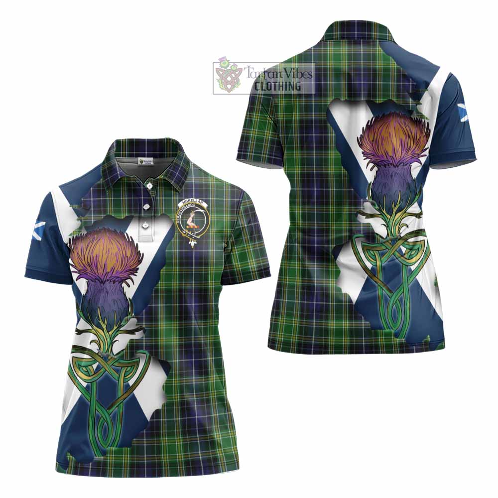 Tartan Vibes Clothing McKellar Tartan Family Crest Women's Polo Shirt Scottish Thistle Celtic Inspired