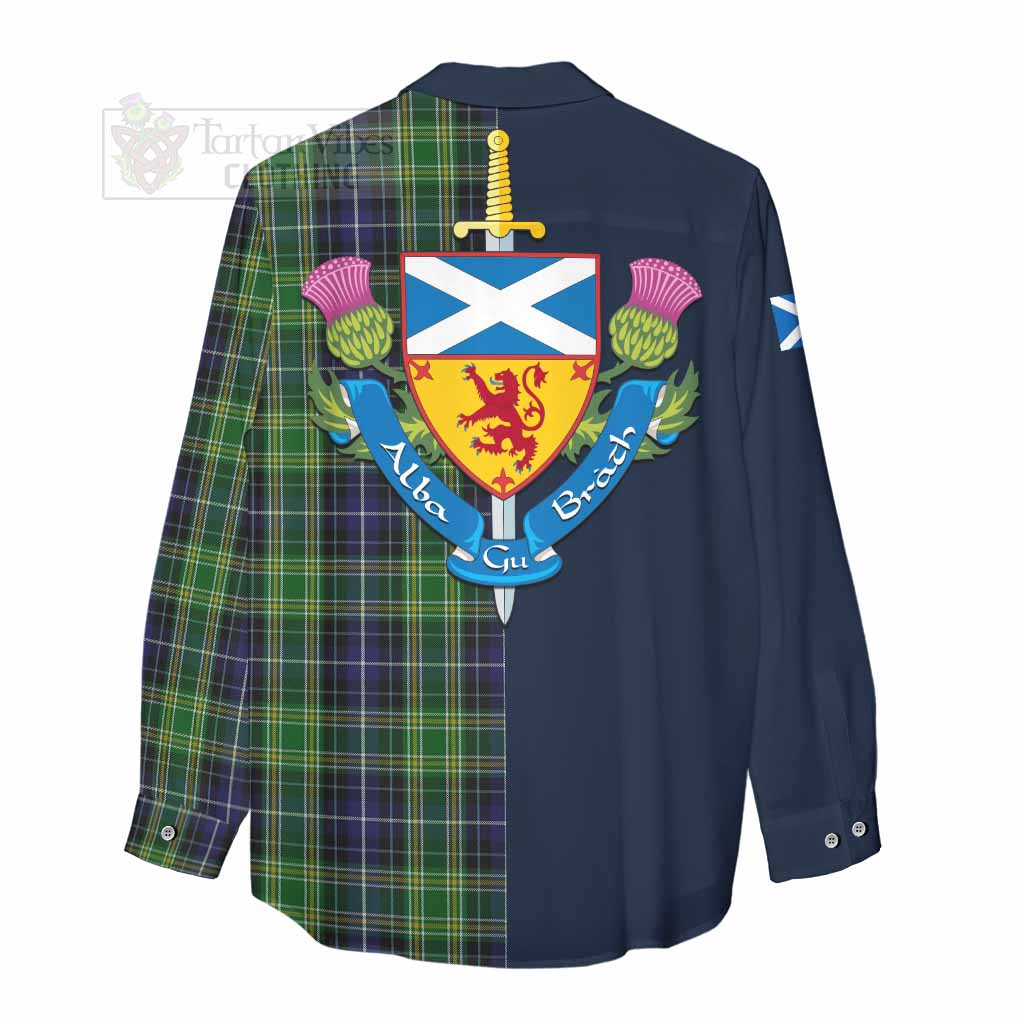 Tartan Vibes Clothing McKellar Tartan Women's Casual Shirt Alba with Scottish Lion Royal Arm Half Style
