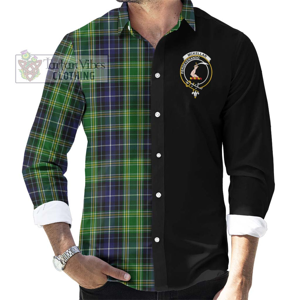 McKellar Tartan Long Sleeve Button Shirt with Family Crest and Half Of Me Style - Tartanvibesclothing Shop