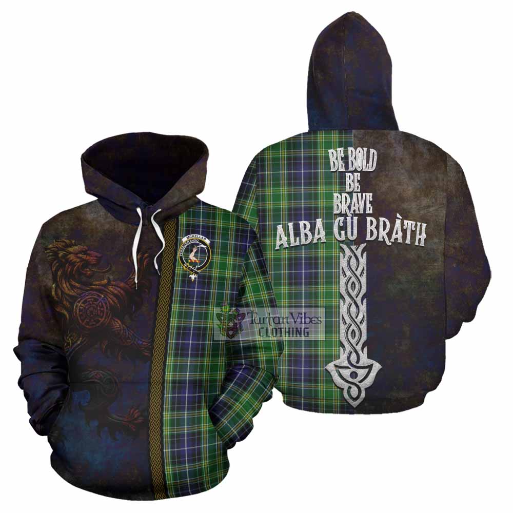 Tartan Vibes Clothing McKellar Tartan Family Crest Hoodie Alba Gu Brath Be Brave Lion Ancient Style