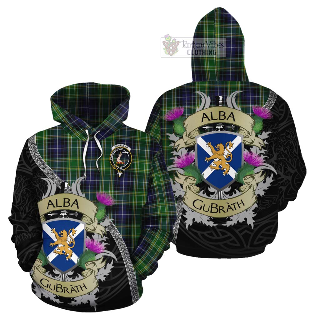 Tartan Vibes Clothing McKellar Tartan Family Crest Cotton Hoodie Lion Rampant Royal Thistle Shield Celtic Inspired