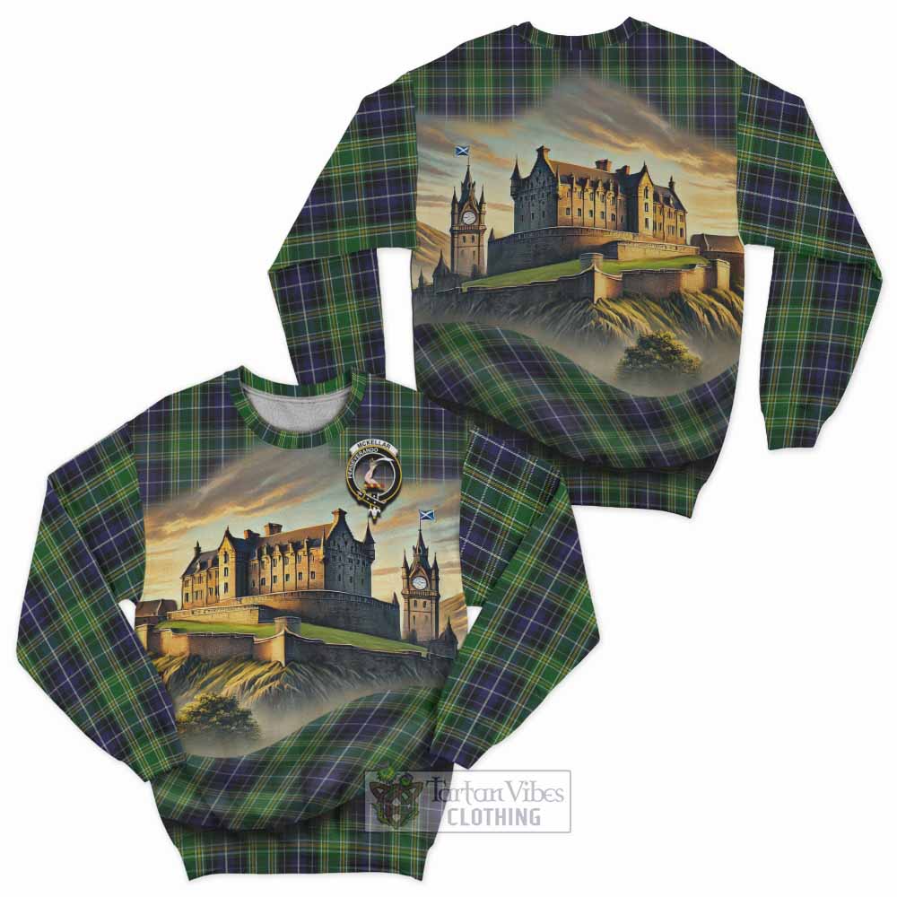 Tartan Vibes Clothing McKellar Tartan Family Crest Sweatshirt with Scottish Ancient Castle Style
