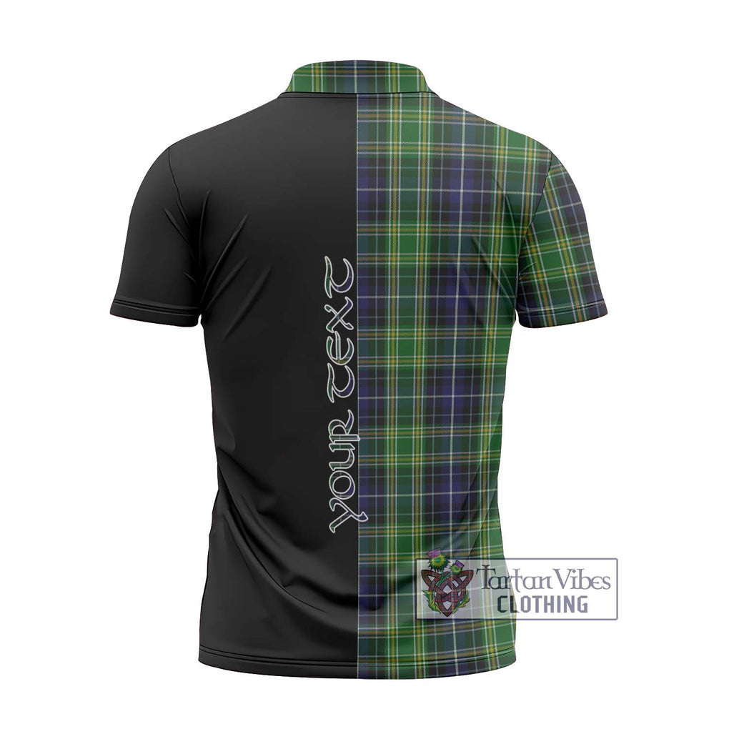 McKellar Tartan Zipper Polo Shirt with Family Crest and Half Of Me Style - Tartanvibesclothing Shop