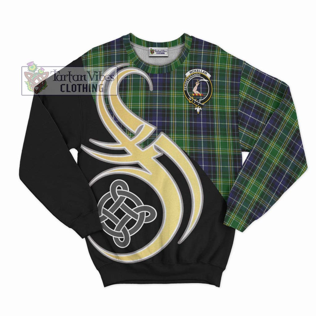 McKellar Tartan Sweatshirt with Family Crest and Celtic Symbol Style - Tartan Vibes Clothing