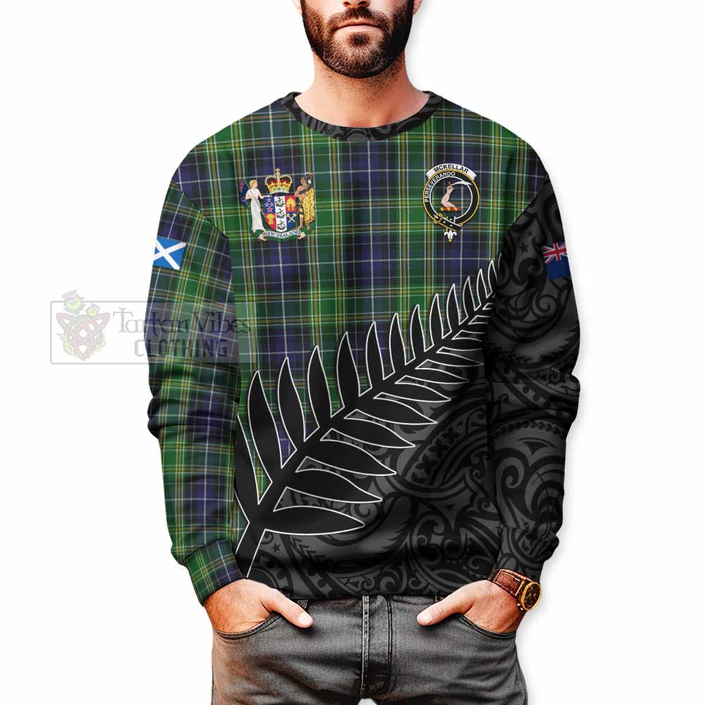 Tartan Vibes Clothing McKellar Crest Tartan Sweatshirt with New Zealand Silver Fern Half Style