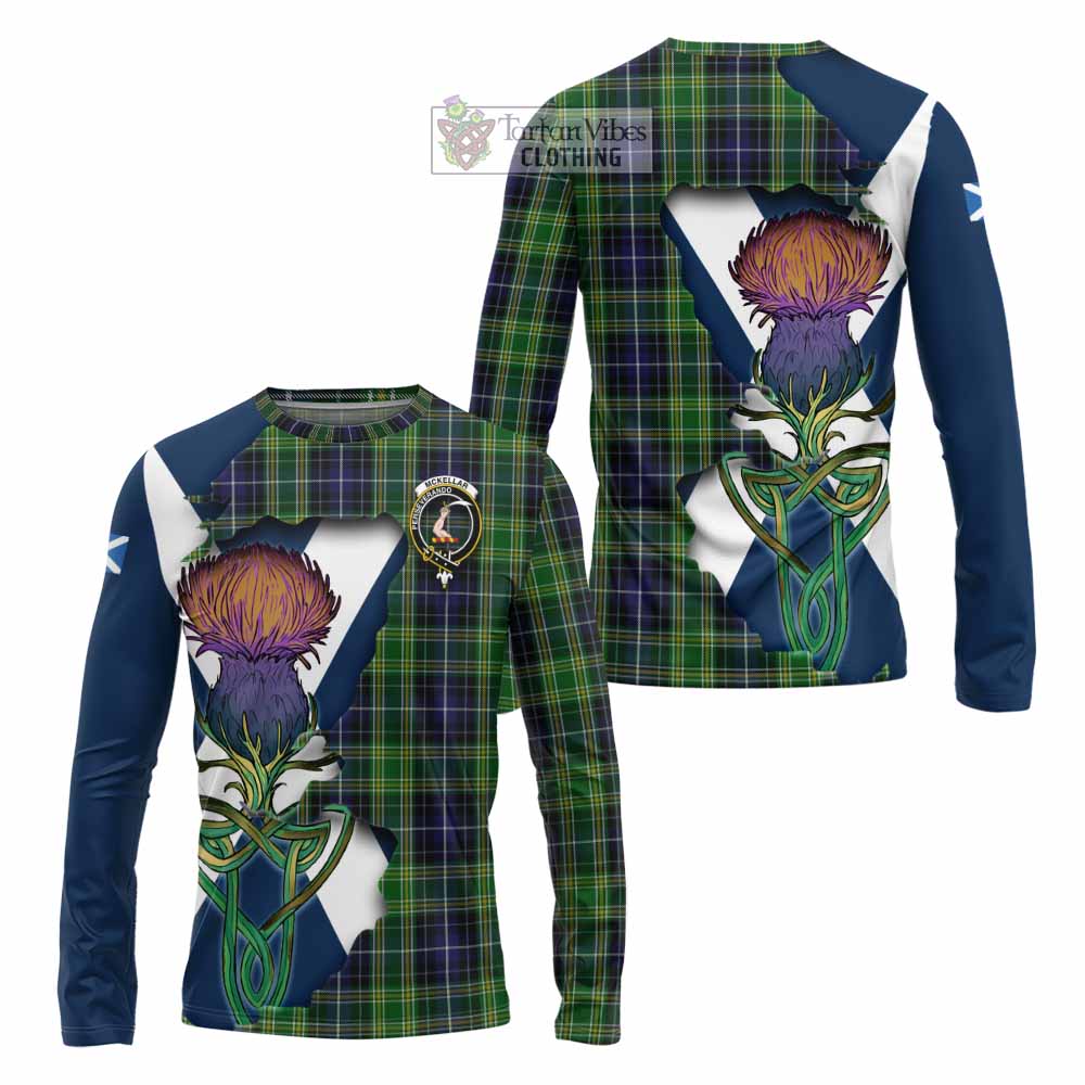 Tartan Vibes Clothing McKellar Tartan Family Crest Long Sleeve T-Shirt Scottish Thistle Celtic Inspired