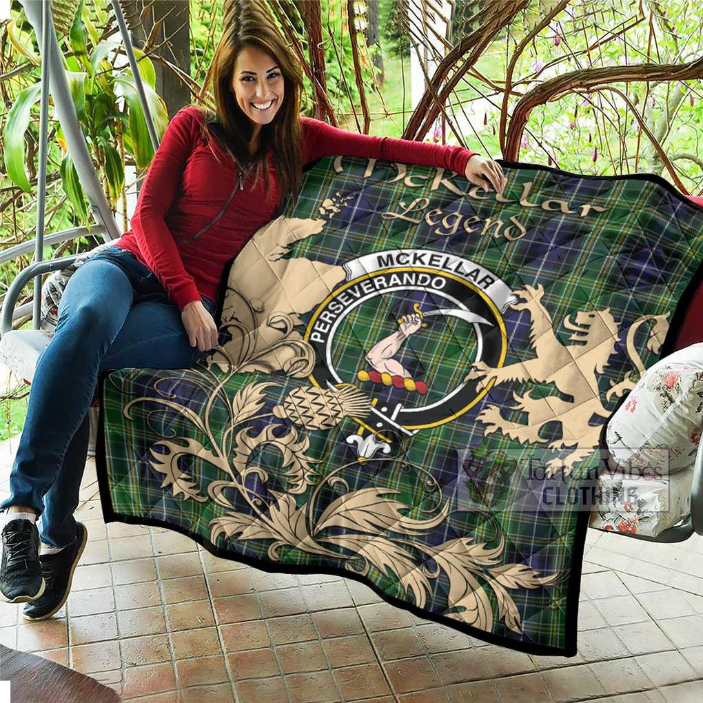 Tartan Vibes Clothing McKellar Tartan Quilt with Family Crest and Scottish Symbol Style