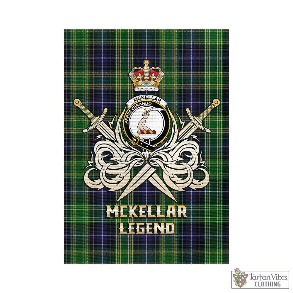 Tartan Vibes Clothing McKellar Tartan Flag with Clan Crest and the Golden Sword of Courageous Legacy