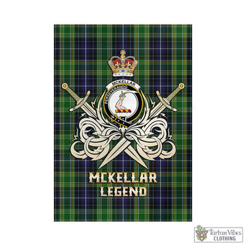 McKellar Tartan Garden Flag with Clan Crest and the Golden Sword of Courageous Legacy
