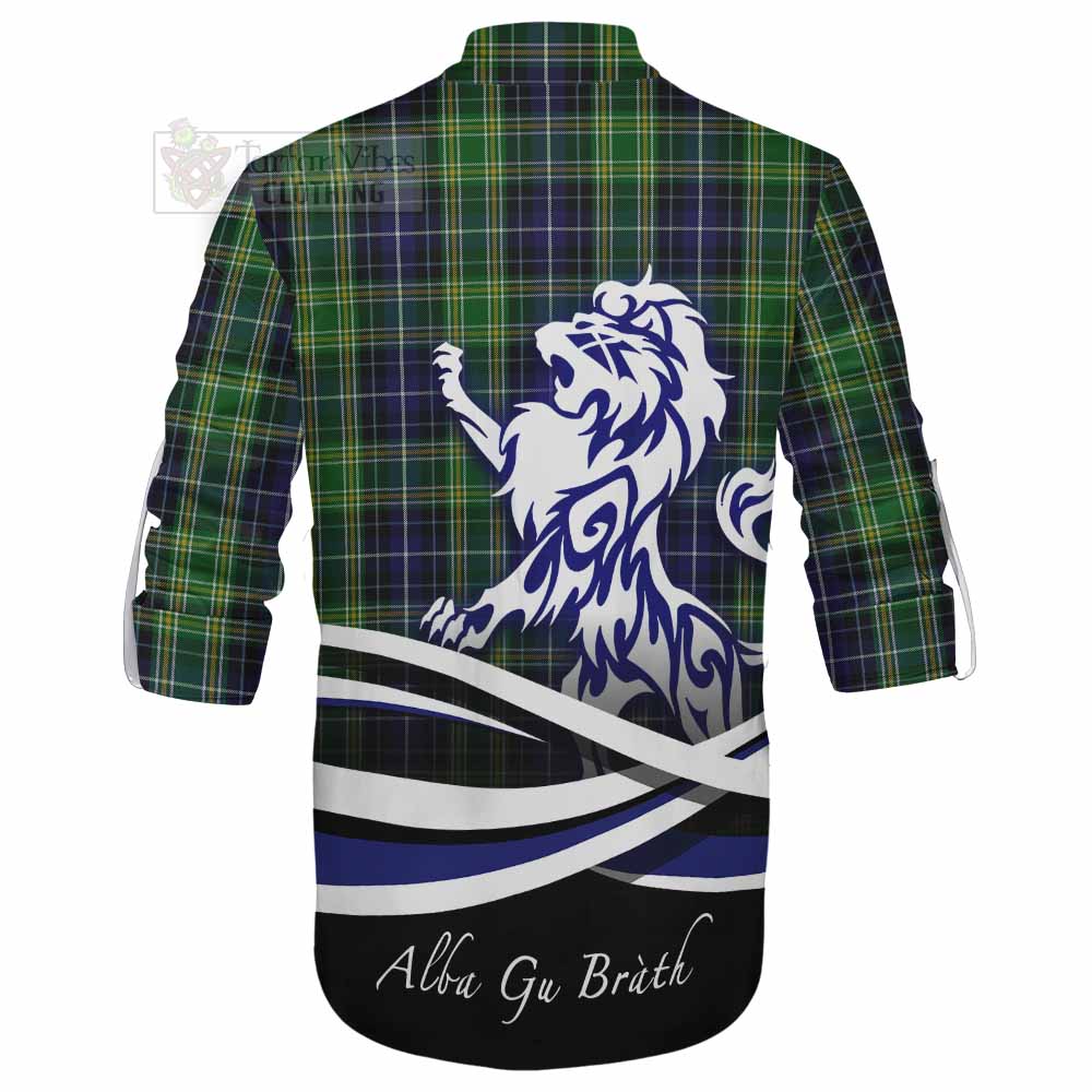 Tartan Vibes Clothing McKellar Tartan Ghillie Kilt Shirt with Alba Gu Brath Regal Lion Emblem