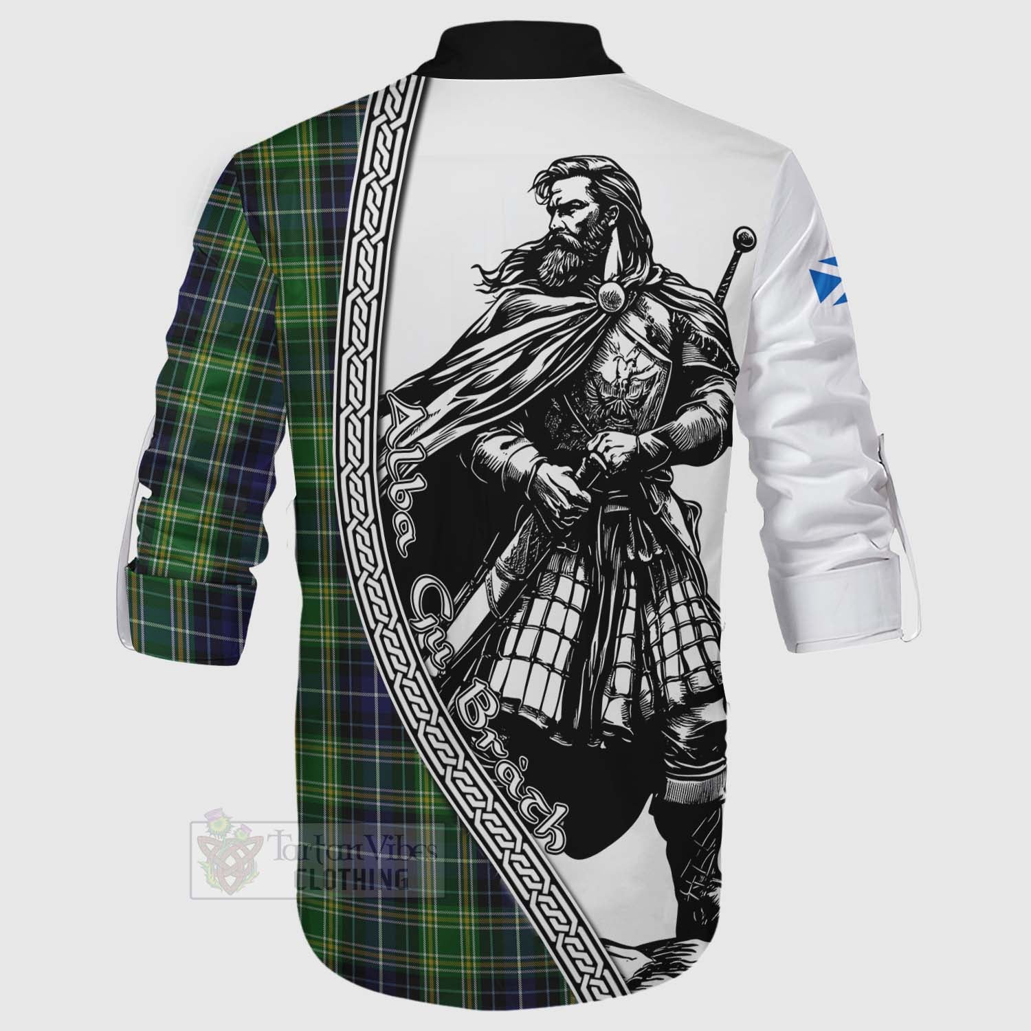 Tartan Vibes Clothing McKellar Tartan Clan Crest Ghillie Kilt Shirt with Highlander Warrior Celtic Style