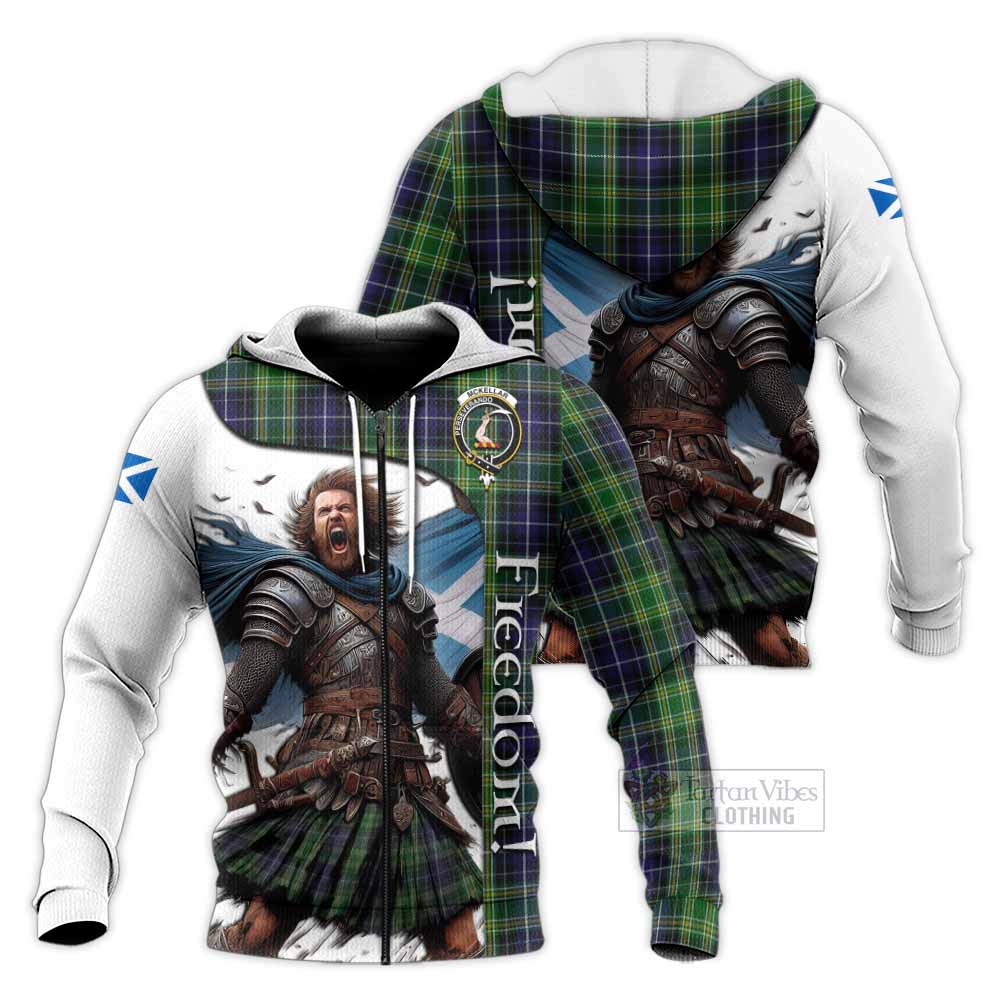 Tartan Vibes Clothing McKellar Crest Tartan Knitted Hoodie Inspired by the Freedom of Scottish Warrior