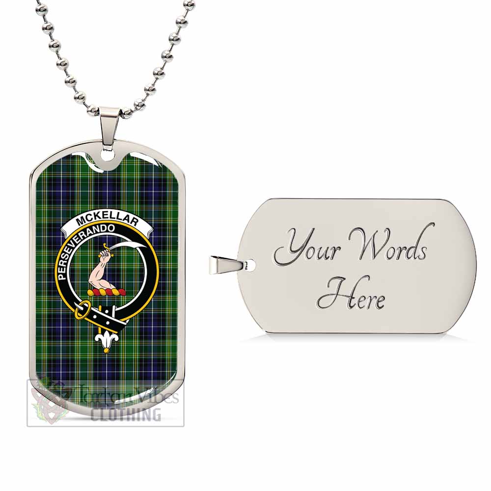Tartan Vibes Clothing McKellar Tartan Dog Tag Necklace with Family Crest