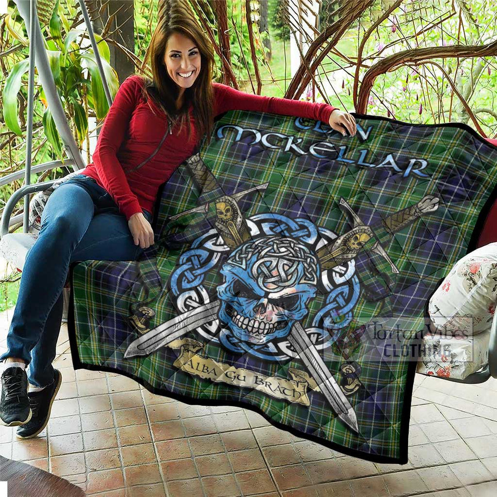Tartan Vibes Clothing McKellar Tartan Quilt with Celtic Skull Alba Gu Brath Style
