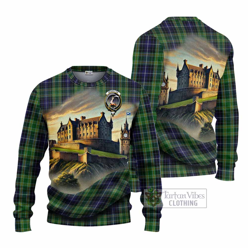 Tartan Vibes Clothing McKellar Tartan Family Crest Knitted Sweater with Scottish Ancient Castle Style