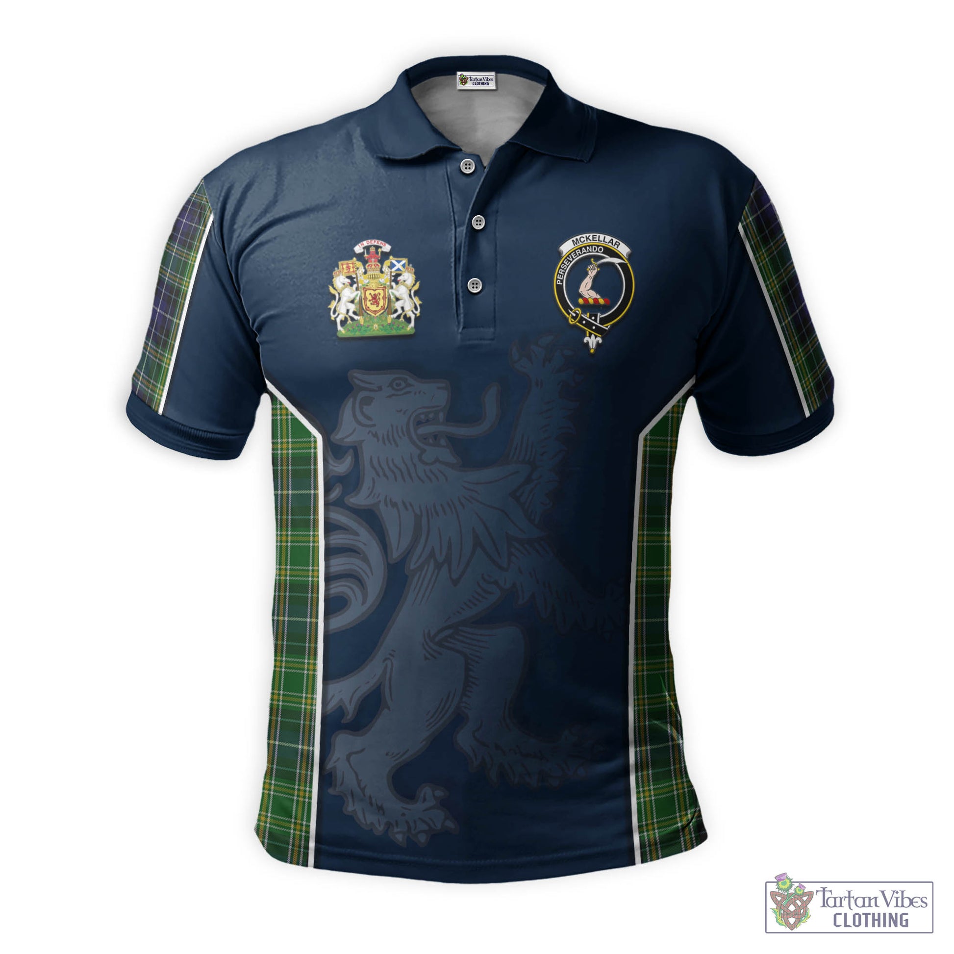 Tartan Vibes Clothing McKellar Tartan Men's Polo Shirt with Family Crest and Lion Rampant Vibes Sport Style