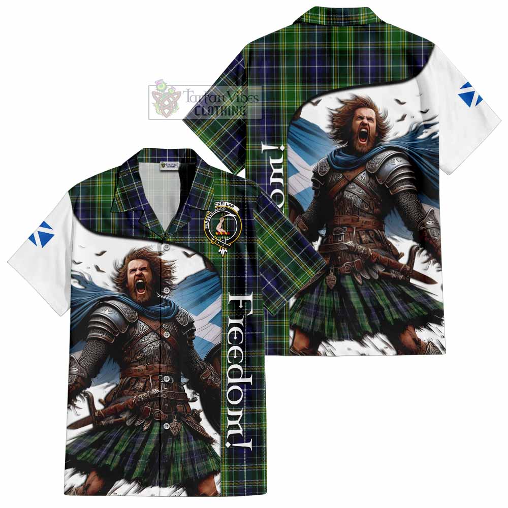 Tartan Vibes Clothing McKellar Crest Tartan Short Sleeve Button Shirt Inspired by the Freedom of Scottish Warrior