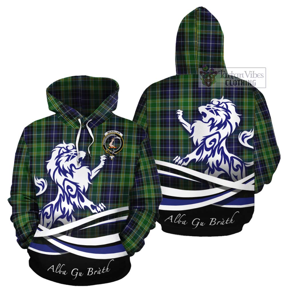 Tartan Vibes Clothing McKellar Tartan Cotton Hoodie with Alba Gu Brath Regal Lion Emblem