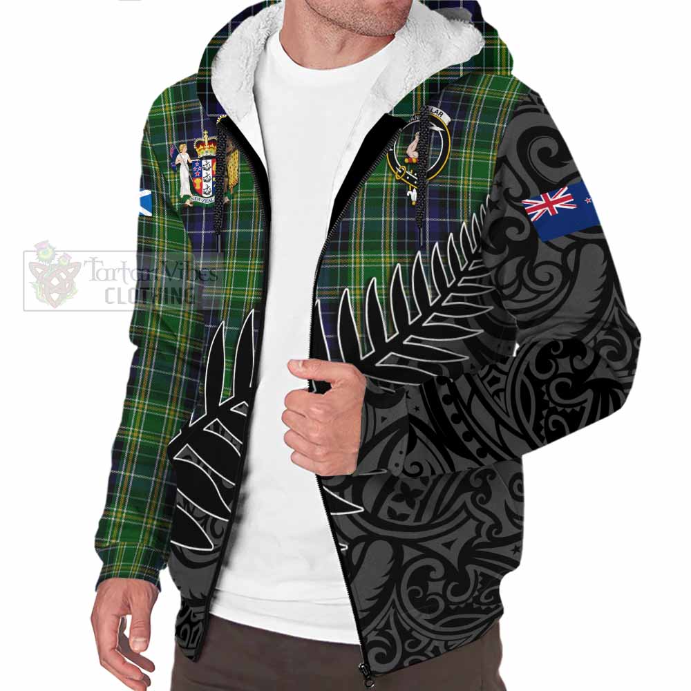 Tartan Vibes Clothing McKellar Crest Tartan Sherpa Hoodie with New Zealand Silver Fern Half Style