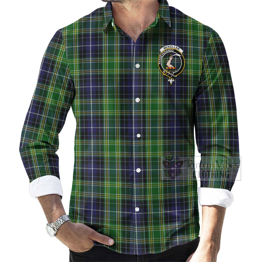 Tartan Vibes Clothing McKellar Tartan Long Sleeve Button Shirt with Family Crest Celtic Skull Style