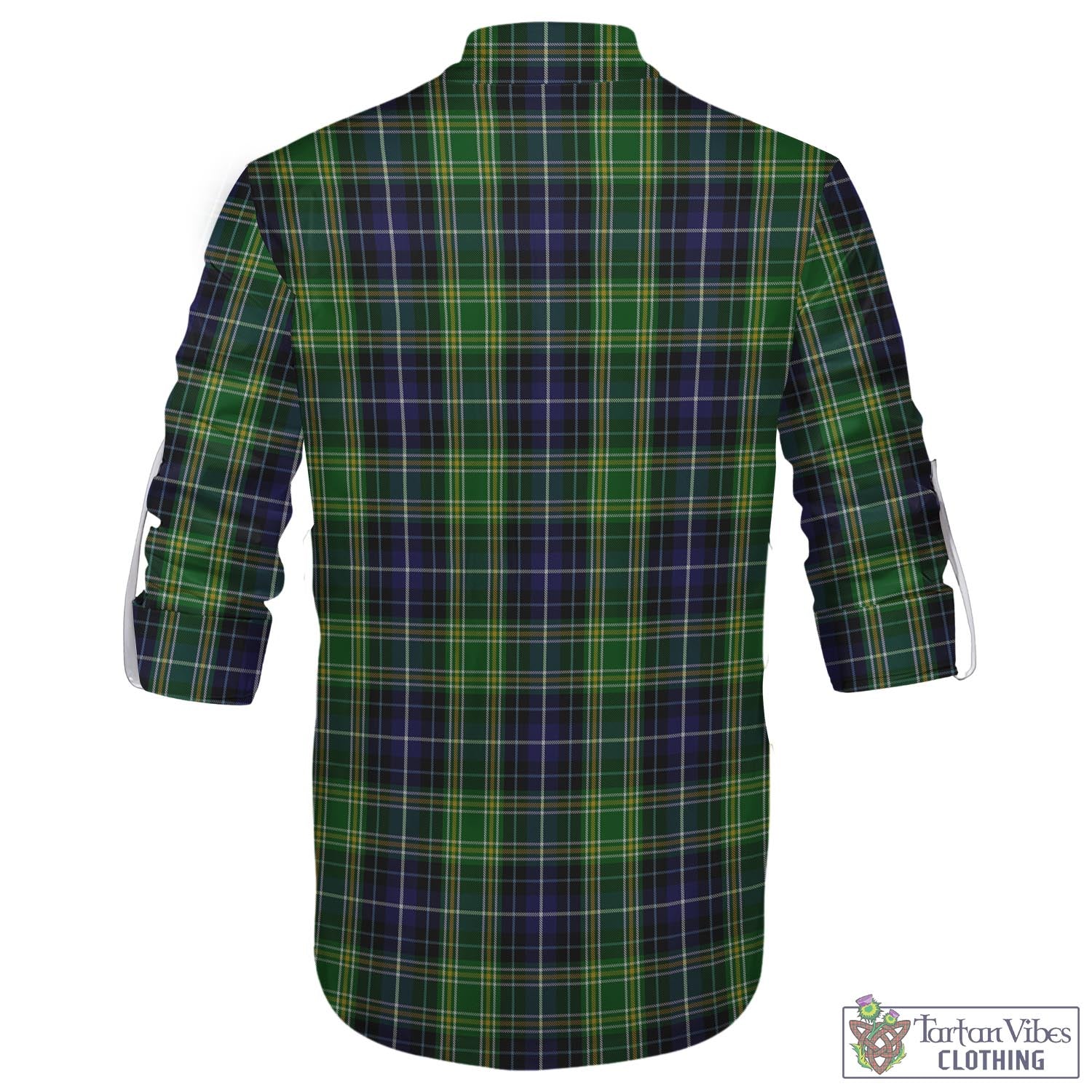 Tartan Vibes Clothing McKellar Tartan Men's Scottish Traditional Jacobite Ghillie Kilt Shirt with Family Crest