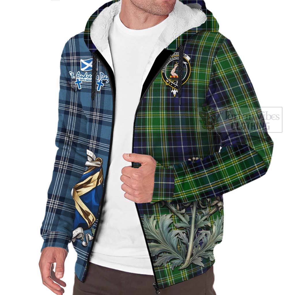 Tartan Vibes Clothing McKellar Tartan Sherpa Hoodie Happy St. Andrew's Day Half Tartan Style