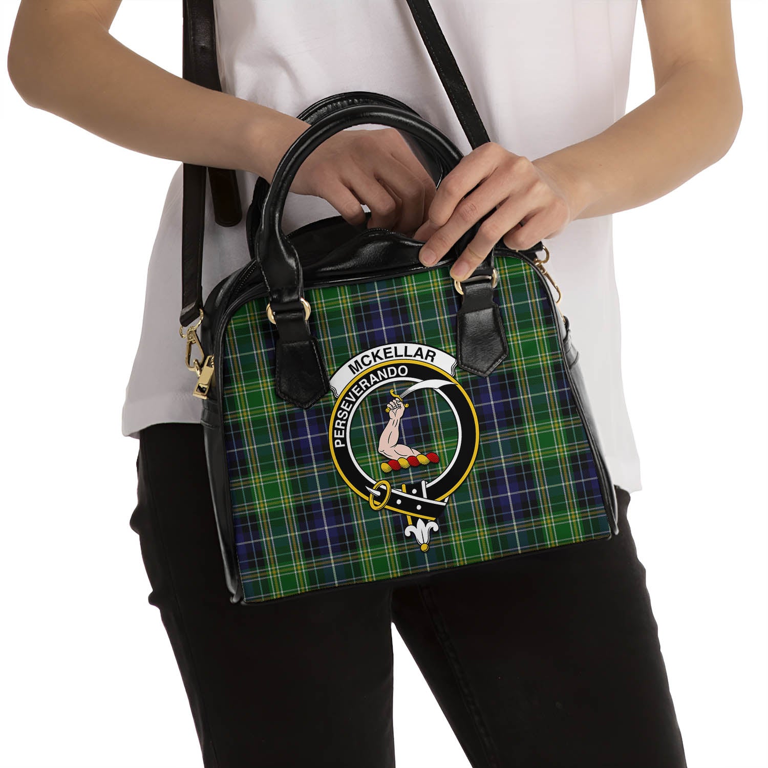 McKellar Tartan Shoulder Handbags with Family Crest - Tartanvibesclothing