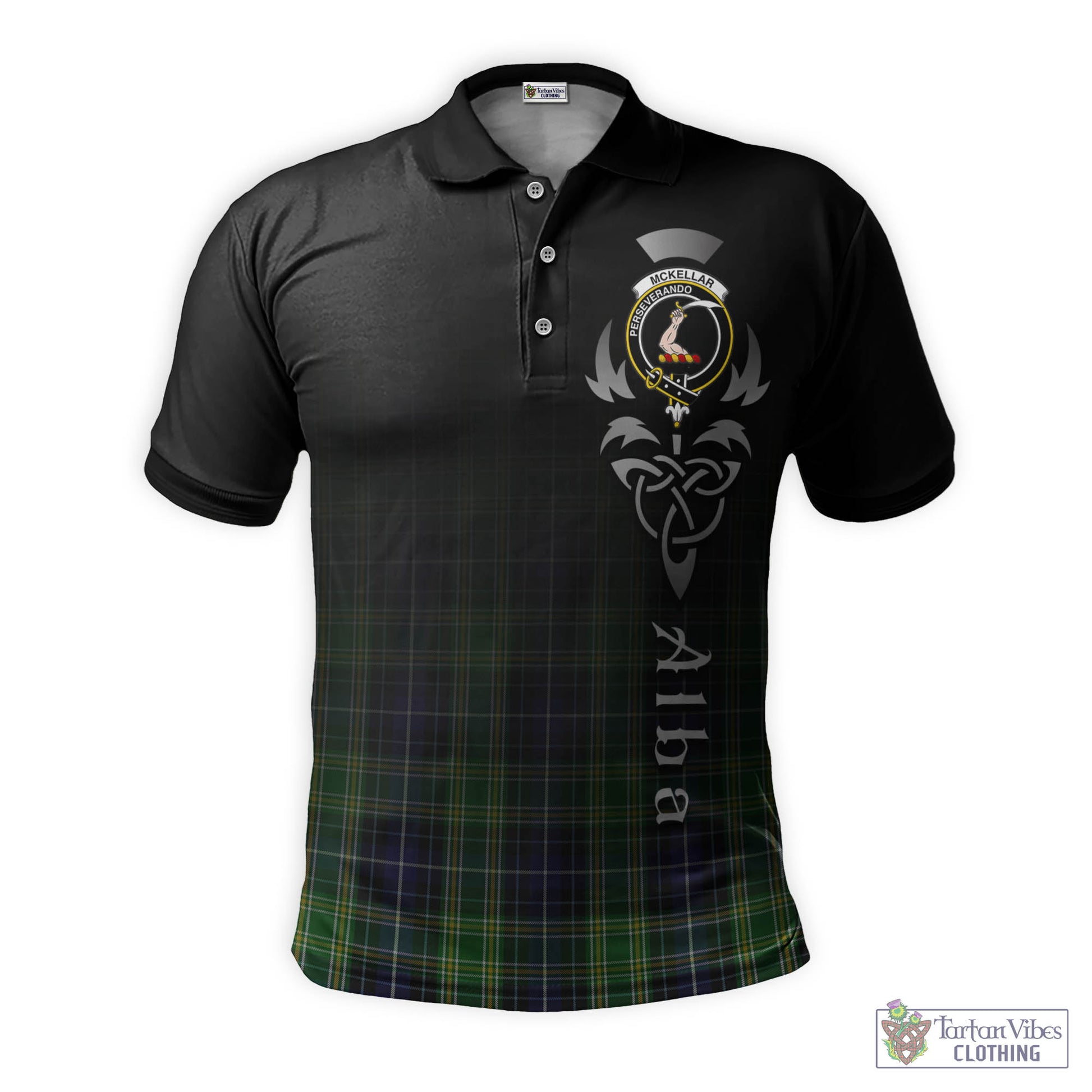 Tartan Vibes Clothing McKellar Tartan Polo Shirt Featuring Alba Gu Brath Family Crest Celtic Inspired