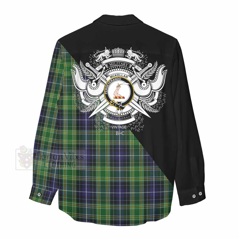 Tartan Vibes Clothing McKellar Tartan Women's Casual Shirt with Family Crest and Military Logo Style