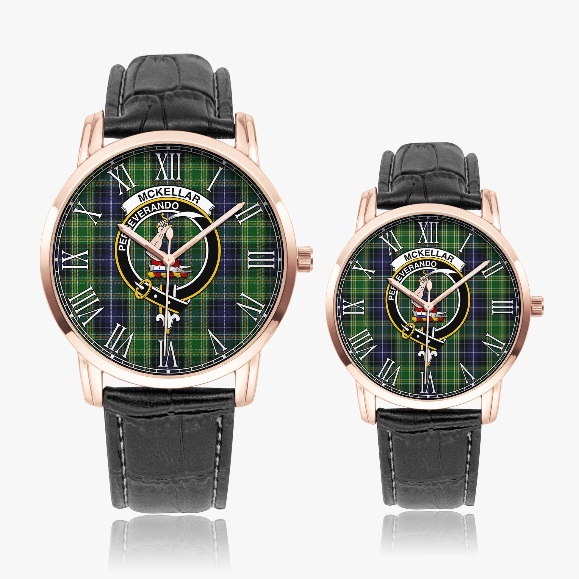 McKellar Tartan Family Crest Leather Strap Quartz Watch - Tartanvibesclothing