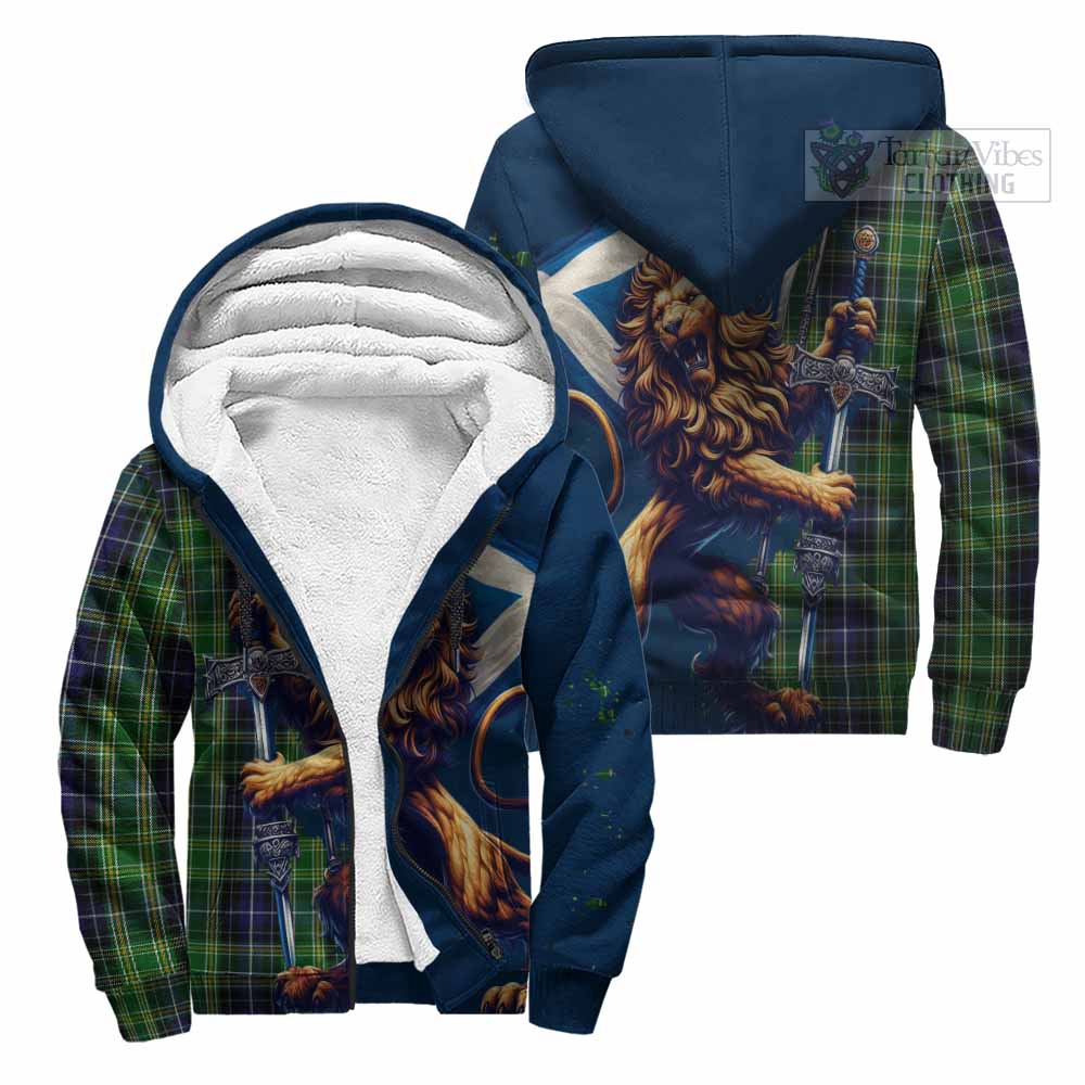 Tartan Vibes Clothing McKellar Tartan Family Crest Sherpa Hoodie with Scottish Majestic Lion