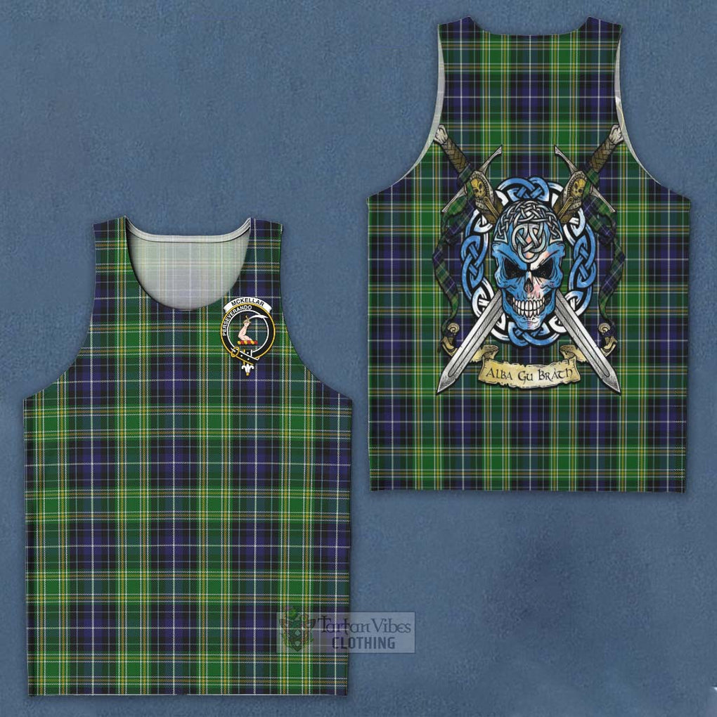 Tartan Vibes Clothing McKellar Tartan Men's Tank Top with Family Crest Celtic Skull Style
