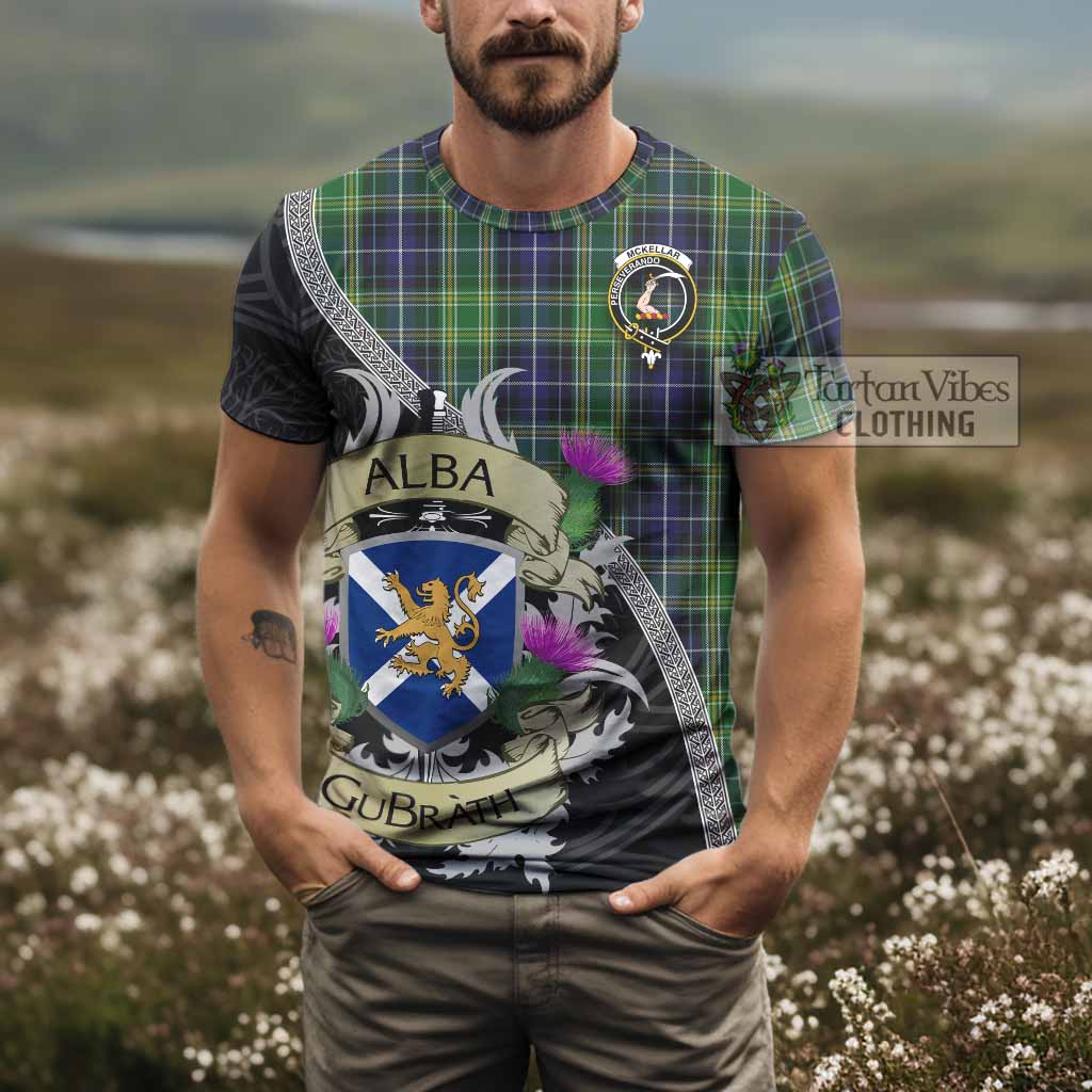Tartan Vibes Clothing McKellar Tartan Family Crest T-Shirt Lion Rampant Royal Thistle Shield Celtic Inspired