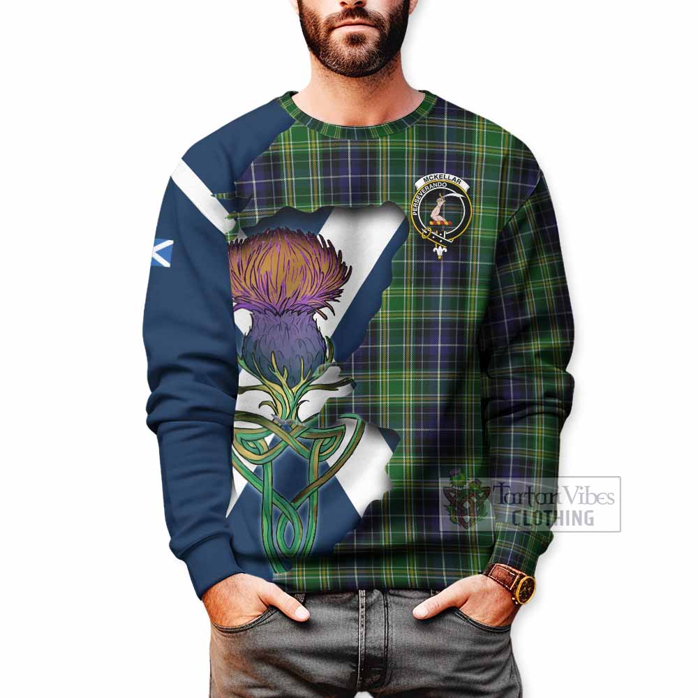 Tartan Vibes Clothing McKellar Tartan Family Crest Sweatshirt Scottish Thistle Celtic Inspired
