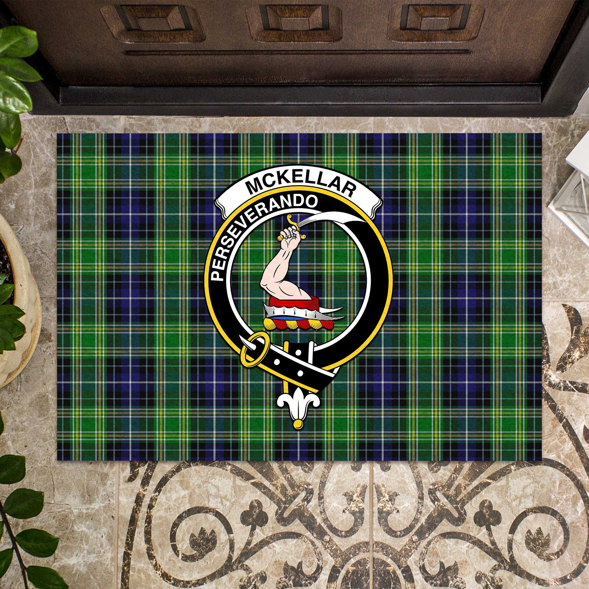 McKellar Tartan Rubber Doormat with Family Crest - Tartan Vibes Clothing